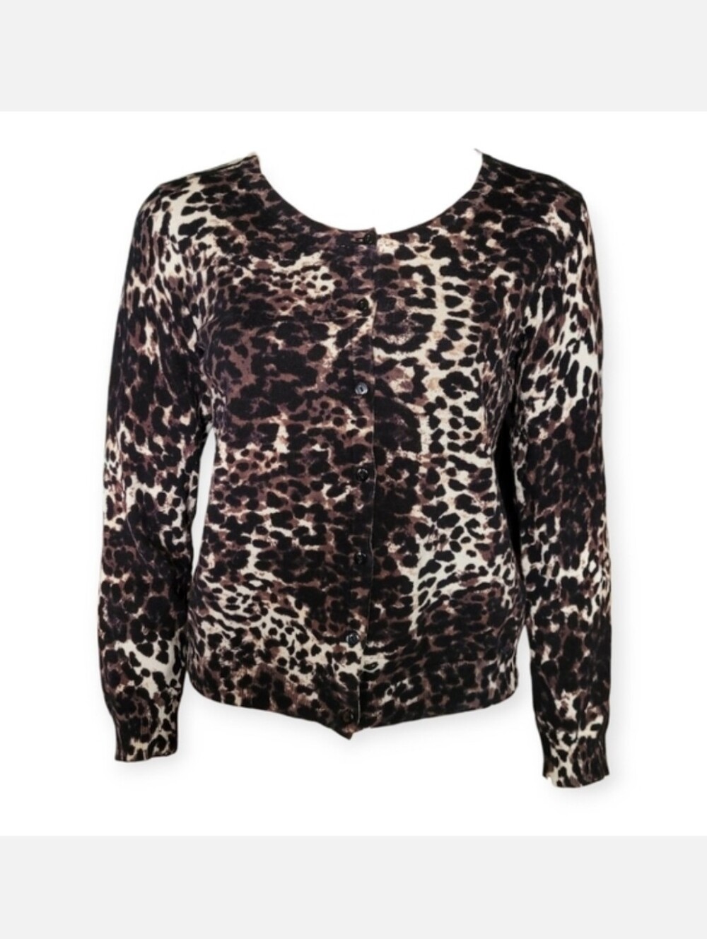 H&M Leopard Print 100% Cotton Cardigan Size Medium